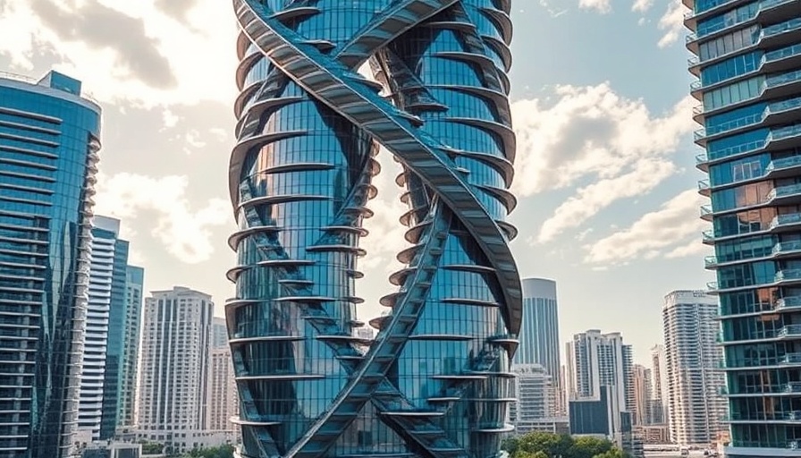 Fort Lauderdale DNA Towers Project against blue sky, modern architecture.