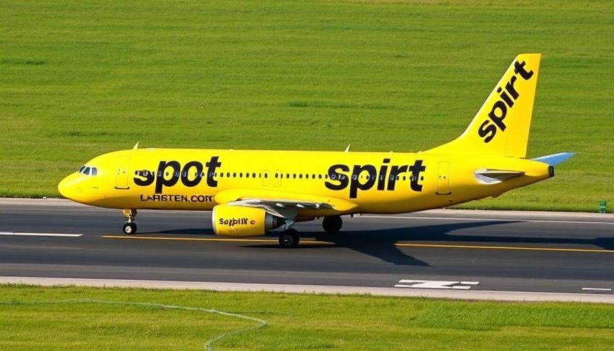 Spirit Airlines plane on runway reflecting light, bankruptcy aftermath.