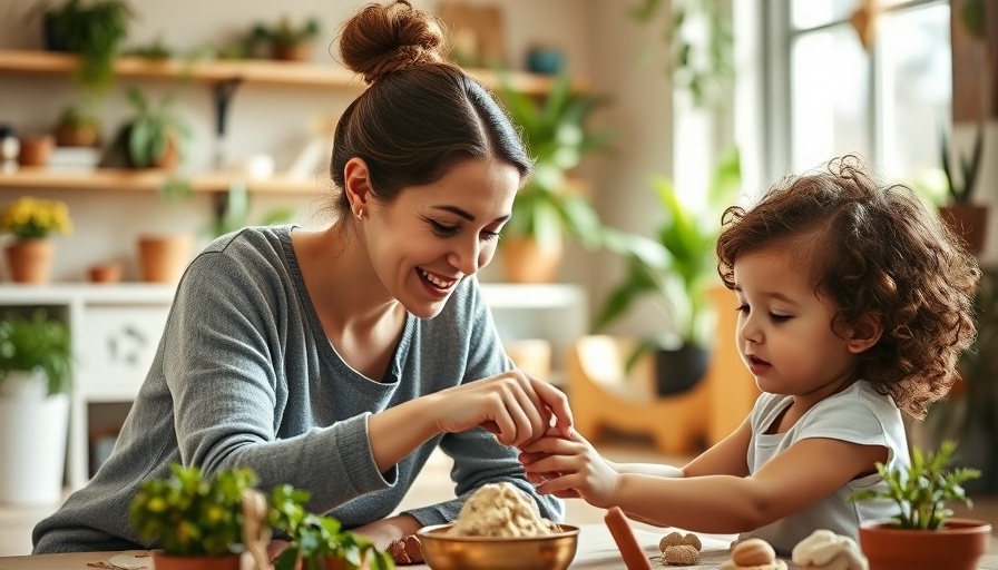 Mother supports her disabled child in creative play activities.