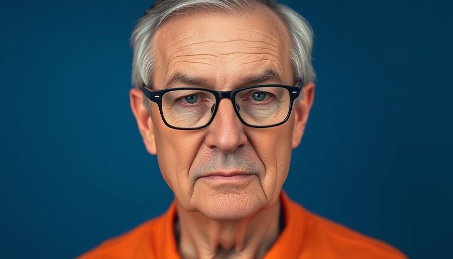 Older man with glasses in an orange shirt against a plain background.