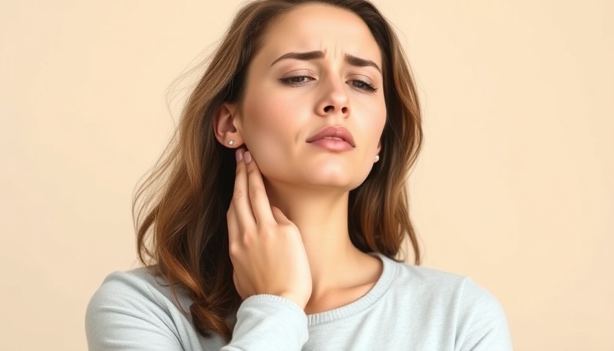 Woman examining throat, related to swallowing frequency health indicators.