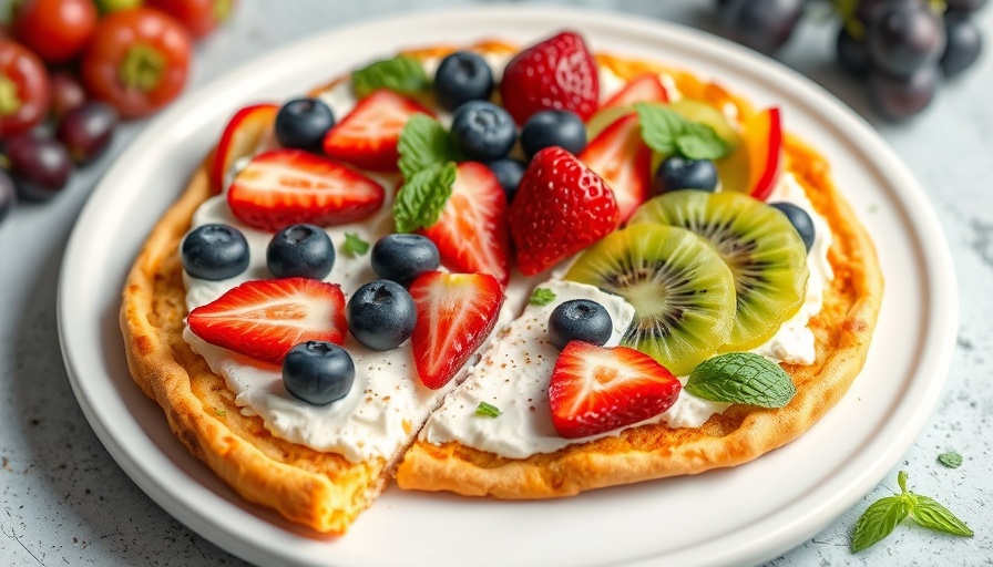 Vibrant Easy Cottage Cheese Protein Fruit Pizza with fresh fruits.