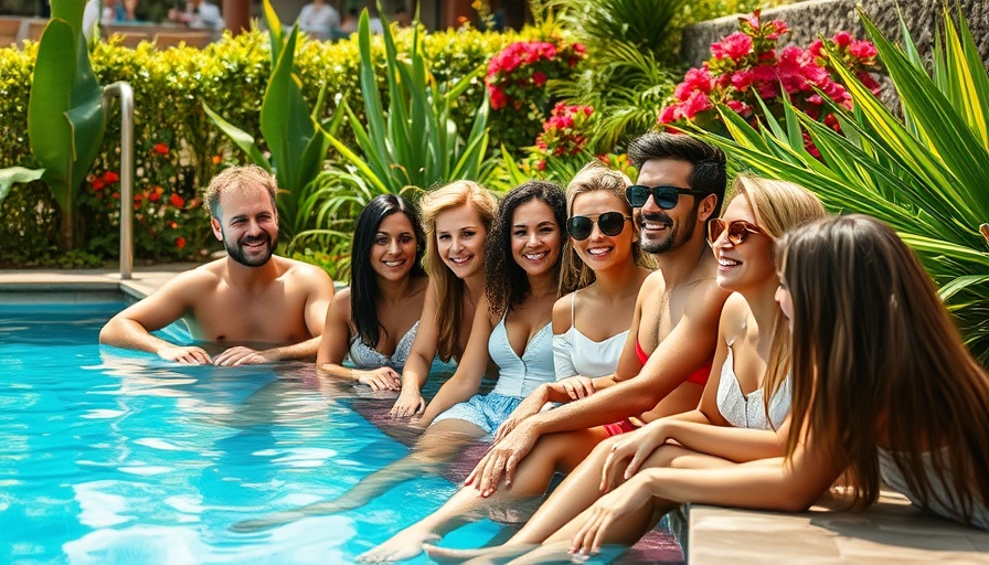 Friends enjoy Polk County vacation by pool.