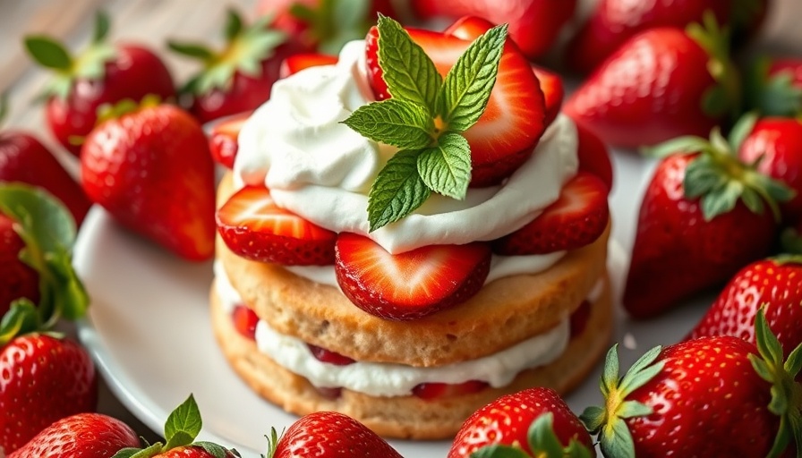 High-protein strawberry shortcake with fresh strawberries and whipped cream.