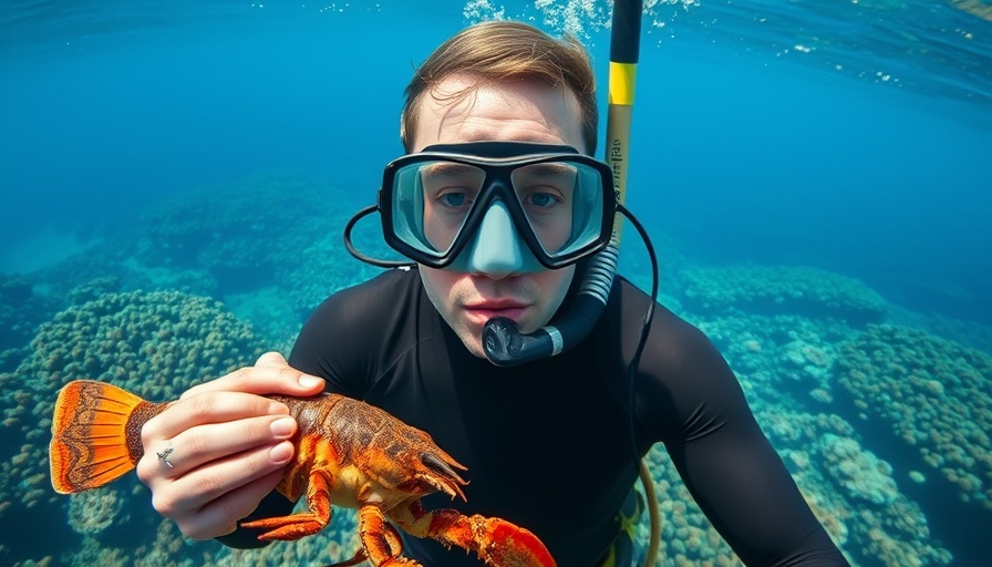 Diver catching lobster in clear water during Florida Lobster Season 2025.