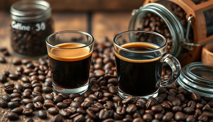Espresso and beans showcasing sustainable coffee practices.