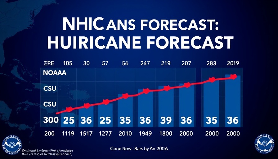 2025 Hurricane Season Forecast chart with NOAA and CSU data.