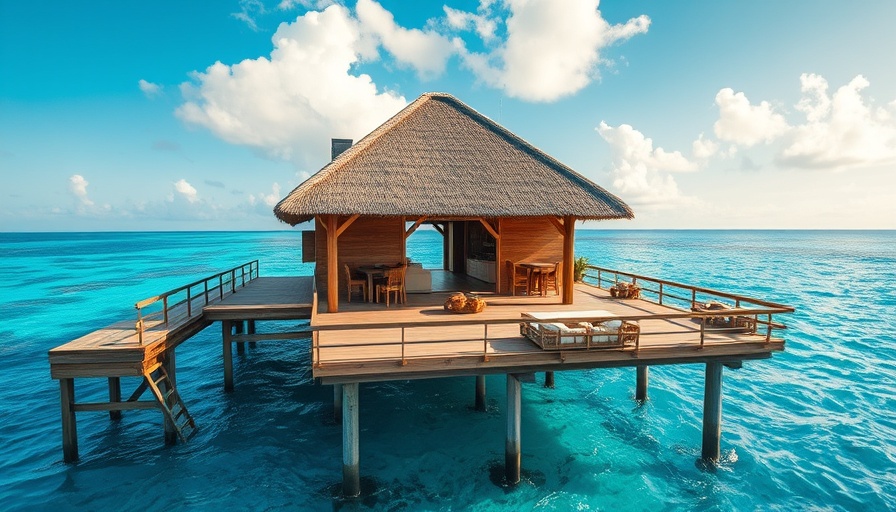 Tropical overwater villa offering a stunning ocean view.