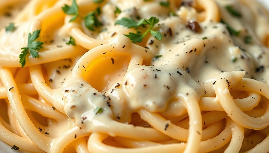 Cottage Cheese Alfredo Recipe pasta close-up with herbs.