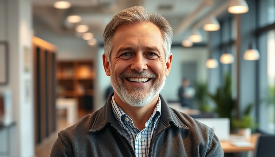 Smiling man in an office setting highlights price transparency data in healthcare negotiations.