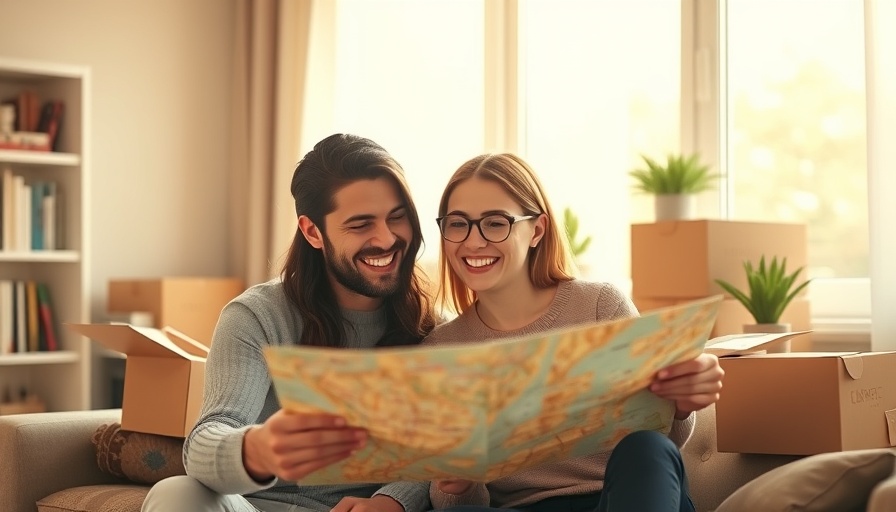 Couple planning move to Ireland surrounded by boxes.