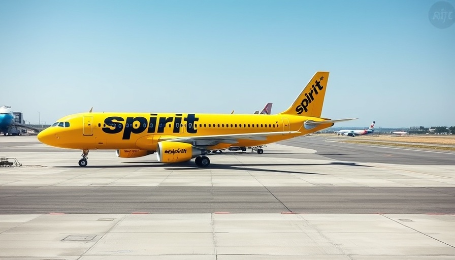Spirit Airlines planes parked on tarmac, suggesting financial troubles.