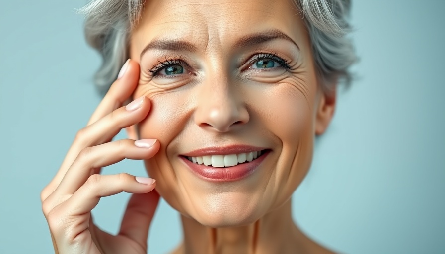 Mature woman expressing ageless beauty by touching her face.