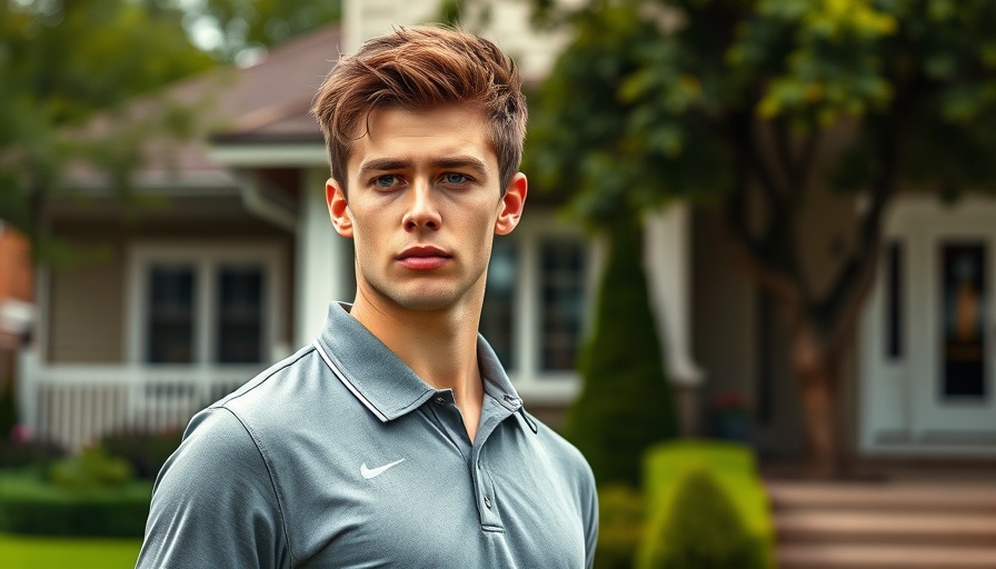 Young golfer in blue cap with a focused look outdoors.