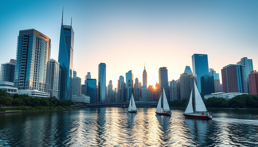Scenic cityscape with sailboats, ideal for college town hotels using points.