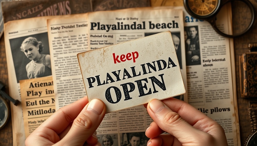 Historical Playalinda Beach protest scrapbook with closure sign.