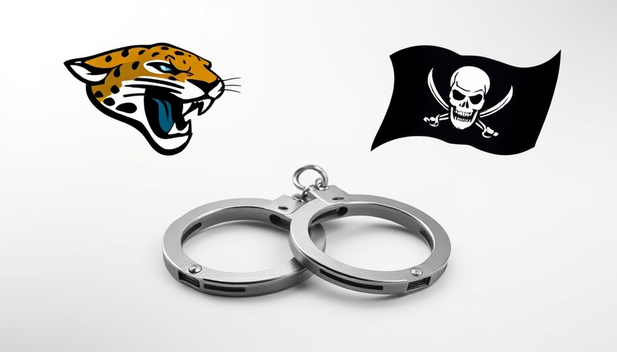 Florida NFL teams logos with handcuffs symbolizing criminal offenses.