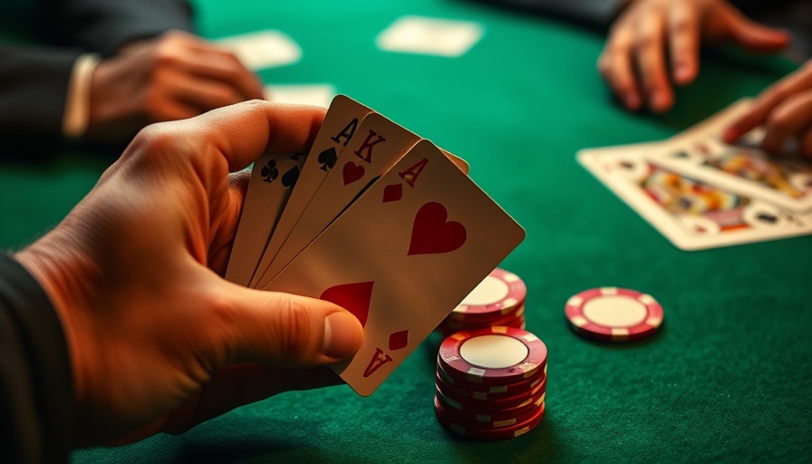 Poker hand revealing ace and king at Florida gambling table.