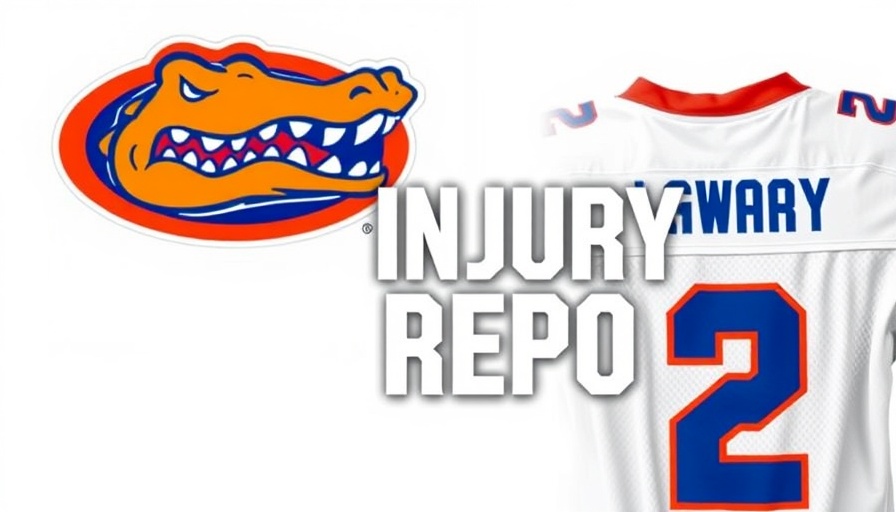 Florida QB DJ Lagway injury news graphic with jersey.