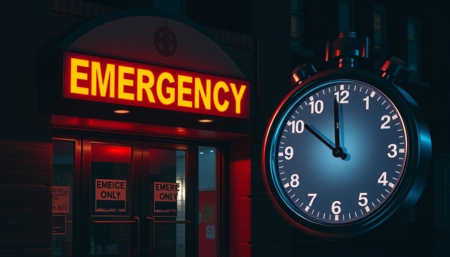 Florida ER wait times illustrated with emergency entrance and stopwatch