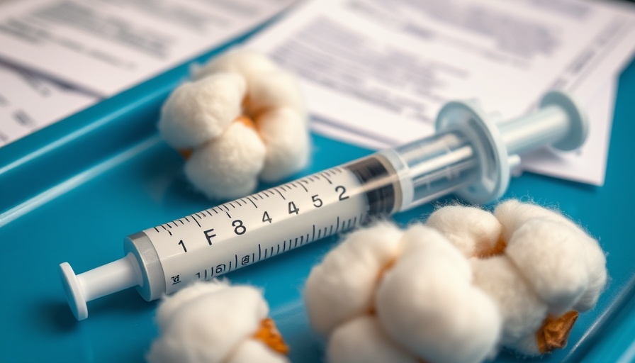 Flu vaccine syringe on medical tray, highlighting vaccination importance.