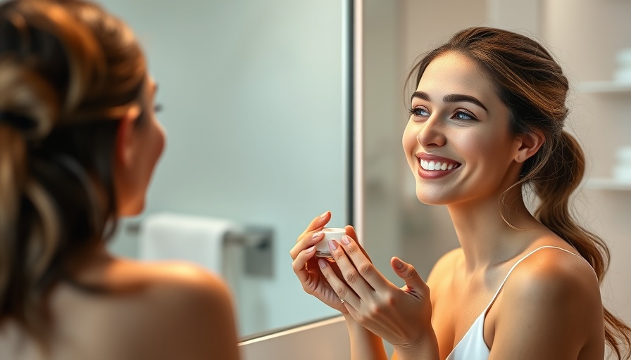Elegant woman applying skincare in clean beauty routine.