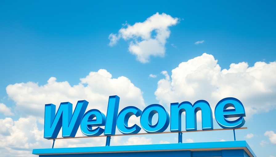 Welcome sign to Florida under a bright blue sky.