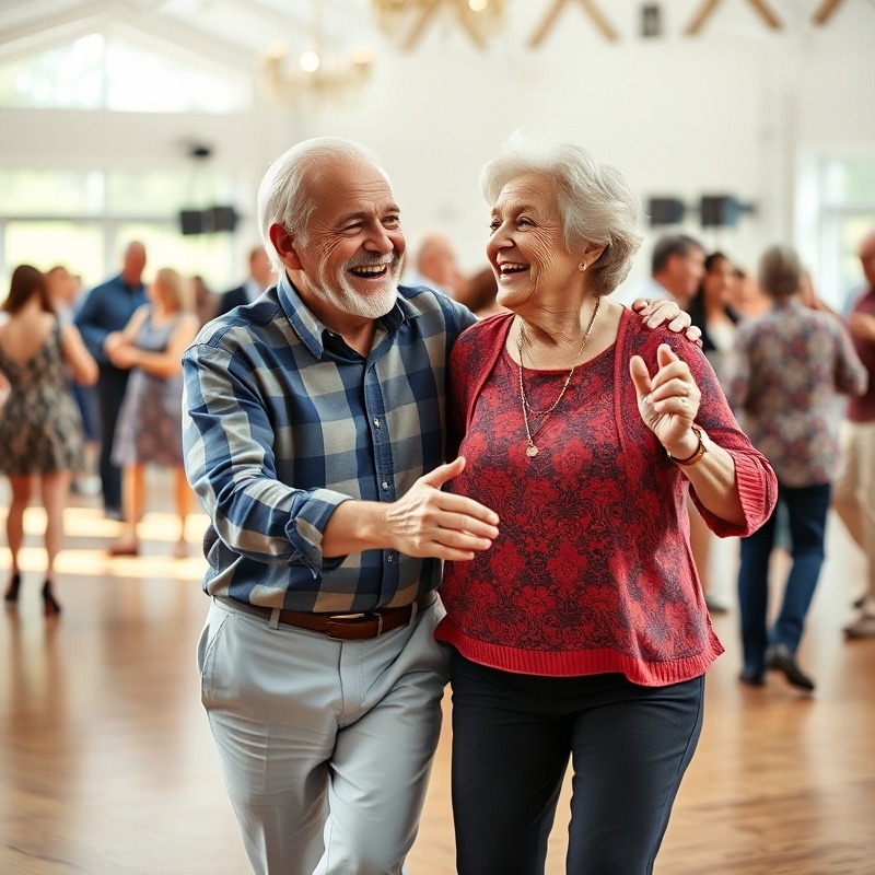 Elderly couple dancing at Generations Club event