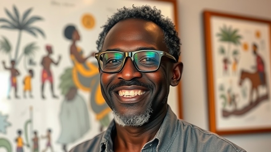 Mature African artist showcasing virtual creativity in game development opportunities.