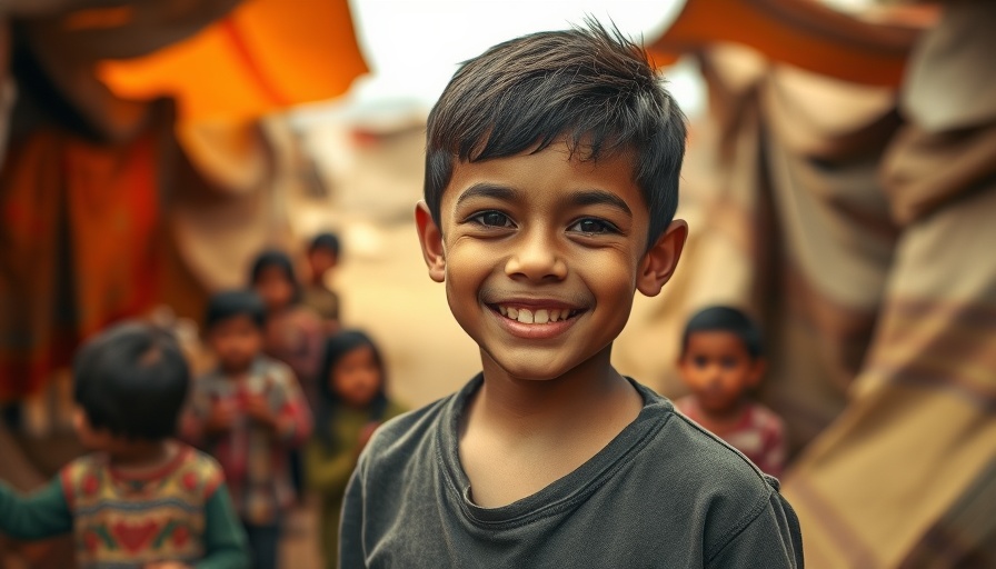 Young boy standing in Gaza refugee camp, October 7.