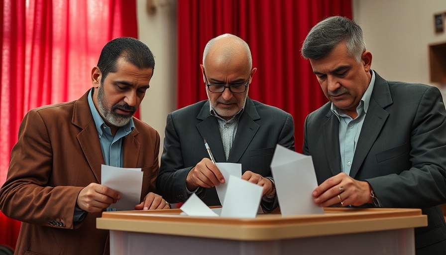 Election officials counting votes in Syria's elections.