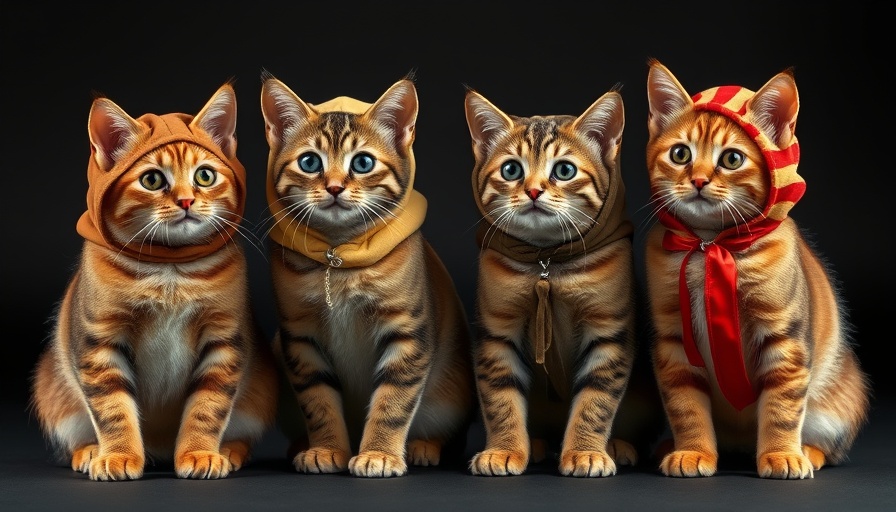 Adorable cats in Halloween couples costume: peanut butter and jelly theme.