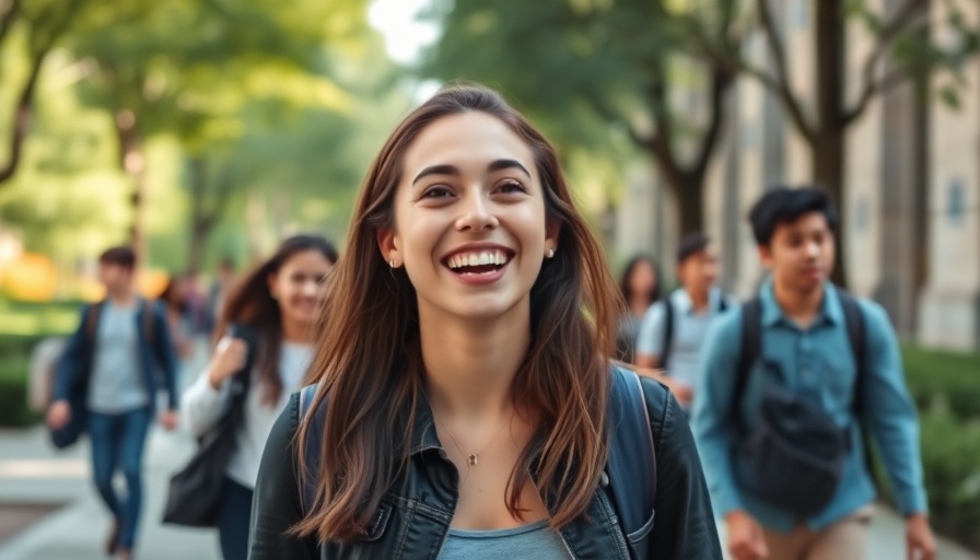 Cheerful student on campus, symbolizing Free-College Programs.