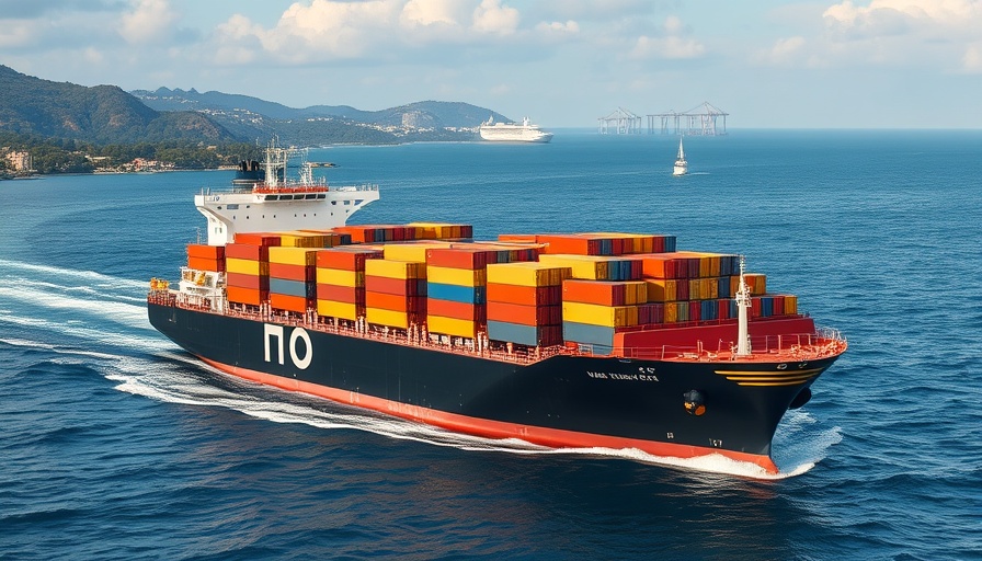 Cargo ship in East Africa maritime trade, sailing along a coastline.