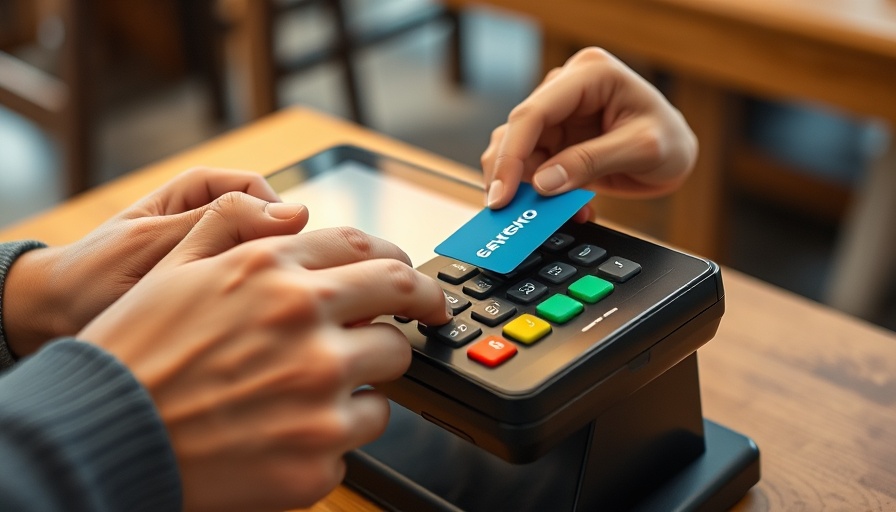 Close-up of POS terminal being used with blue card, related to CBN Exclusivity Rule for PoS Agents.