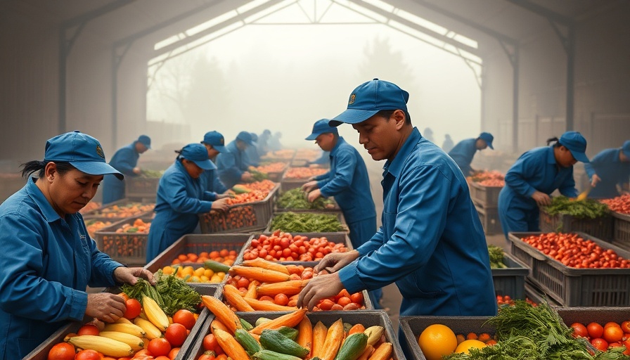Farm workers sorting produce in misty morning, hidden realities of farming.