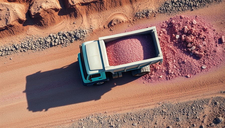 Aerial view of mining truck transporting minerals in Botswana.