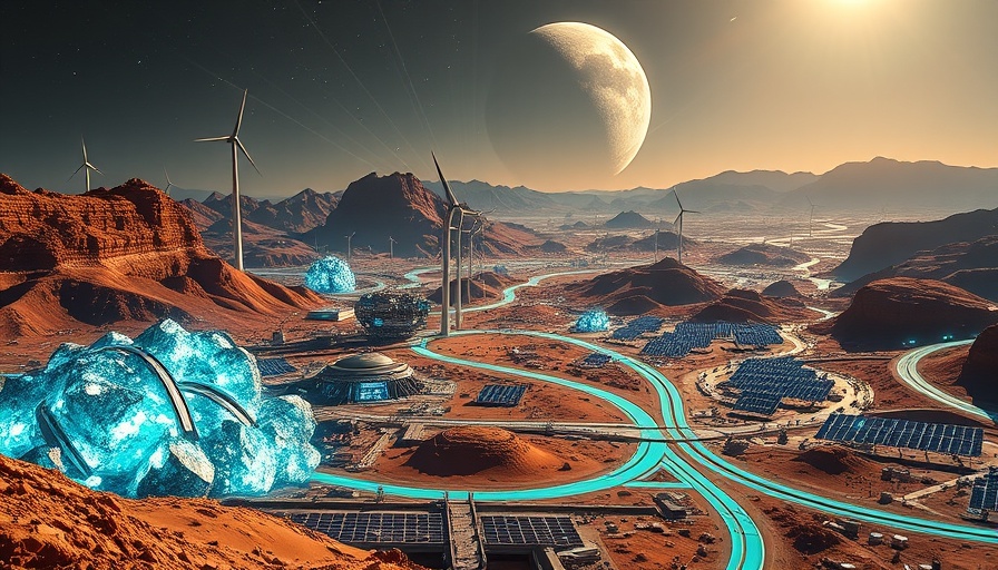 Futuristic African landscape with critical mineral resources.