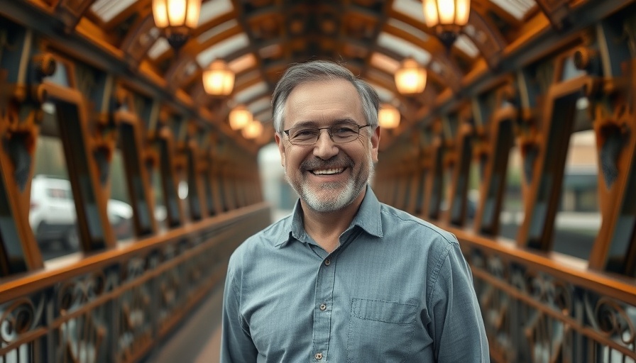 Cheerful man on bridge during BMONI Launch in Nigeria event.