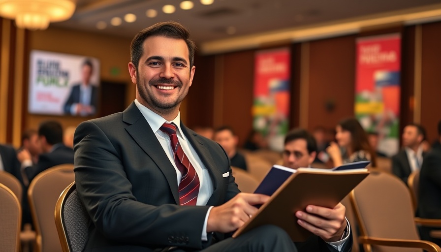 Businessman at conference discussing Nigeria Central Bank cryptocurrency regulation.