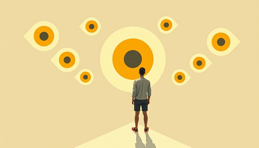 Illustration of Edtech student under surveillance with abstract eyes.