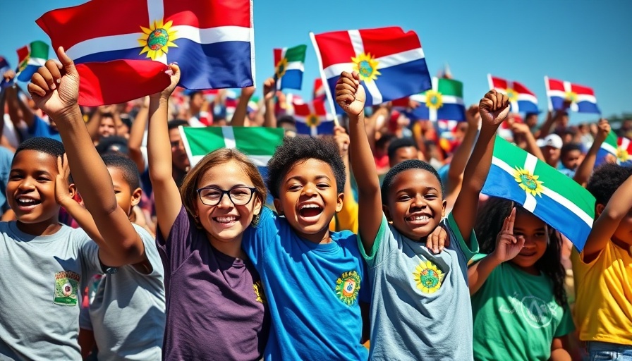 Cape Verde supporters joyfully waving flags during World Cup qualification celebration.