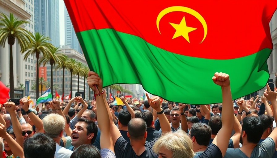 Crowd in Madagascar during military coup holding national flag