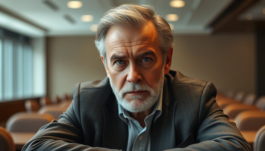 Serious older man demands Hamas disarmament in conference room.