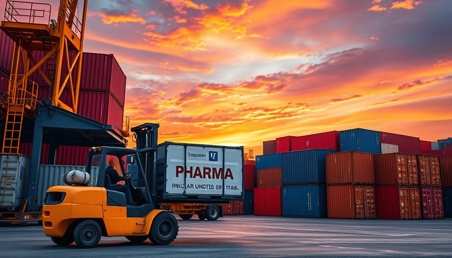 Cold Chain Technologies pharma cargo with forklift and containers.