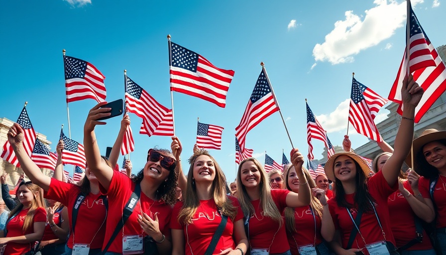 Group at rally holding flags, related to Trump immigration policy.