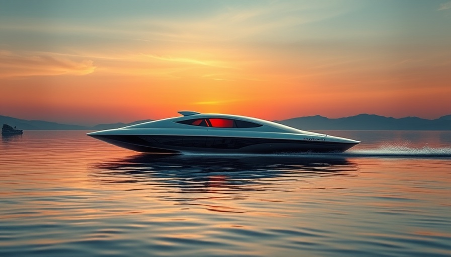 Futuristic boat in serene sunset, showcasing Twinmotion for Future Designers.