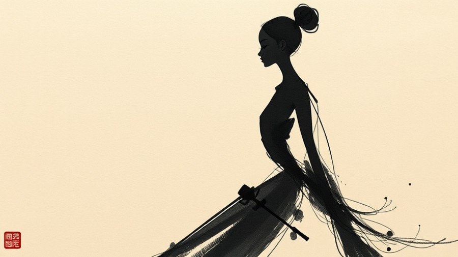 Traditional ink art by Kitaro, abstract figure brushwork composition.