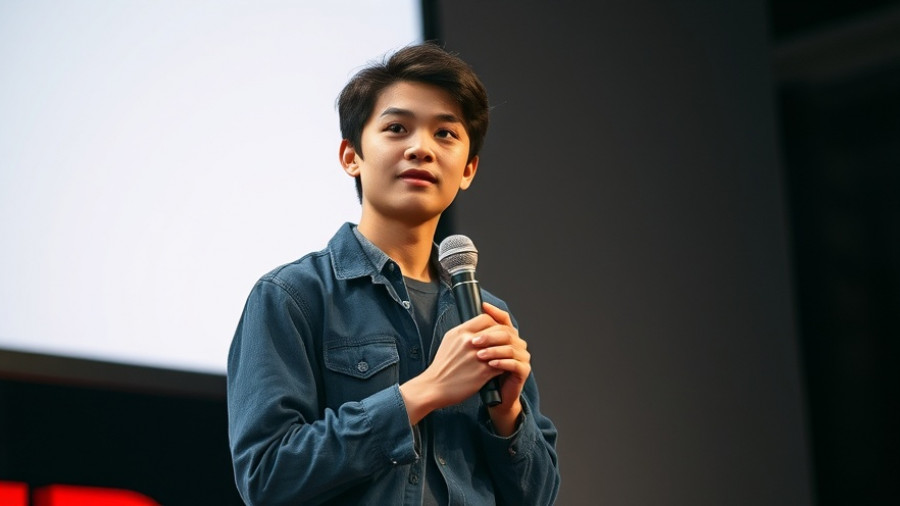 Speaker discussing creativity and bad ideas on stage at TED Talk.