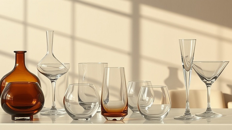 Wonky glassware trends in real estate showcased in elegant display.